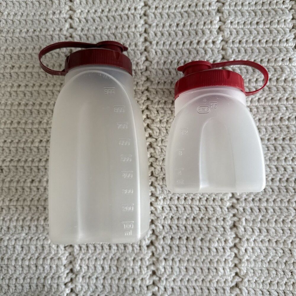 RUBBERMAID MixerMate Bottles #1C97 (32 oz) and #1C96 (16 oz) RED Maroon Pour Lid